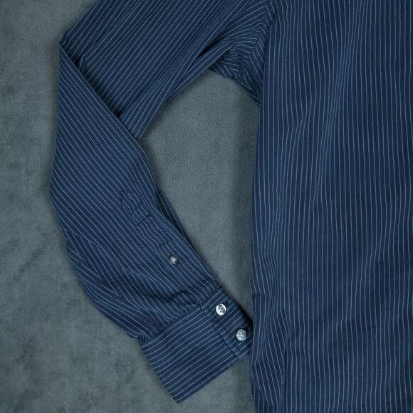 American Eagle Shirt Mens Large Pinstripe Button Up Premium Vintage Fit - Picture 4 of 12